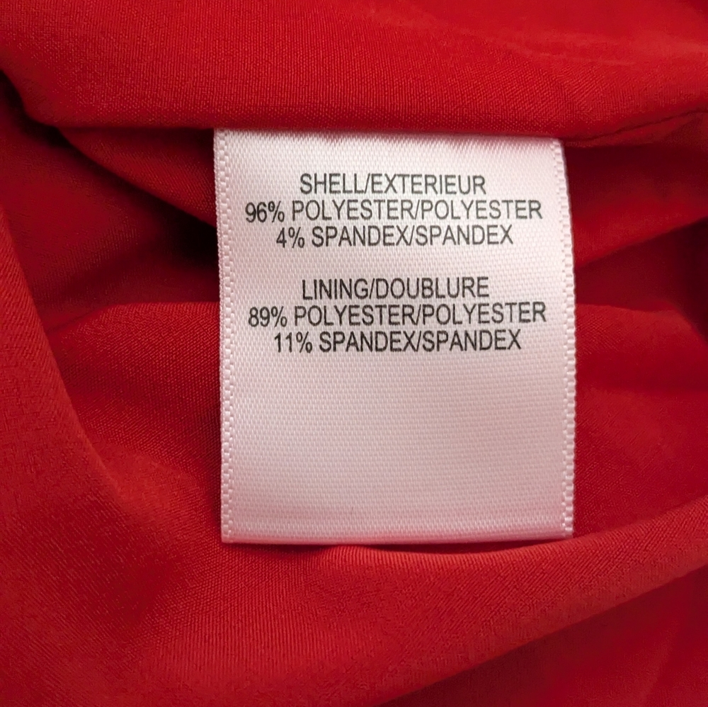 Badgley Mischka Red Knee Length Scuba Sheath Dress 3/4 Bell Sleeves Formal 0 - Picture 12 of 13